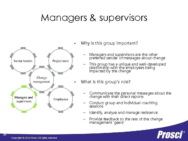 Managers & supervisors • Why is this group important? – Managers and supervisors are