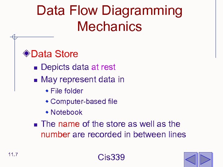 Data Flow Diagramming Mechanics Data Store n n Depicts data at rest May represent