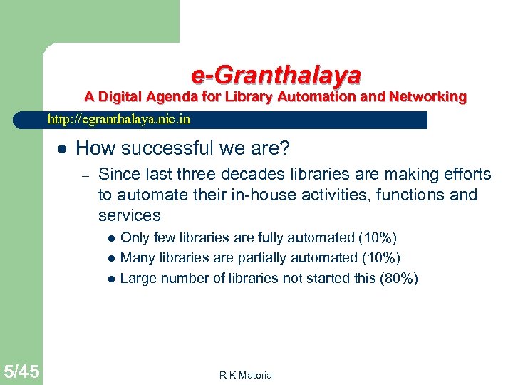 e-Granthalaya A Digital Agenda for Library Automation and Networking http: //egranthalaya. nic. in l