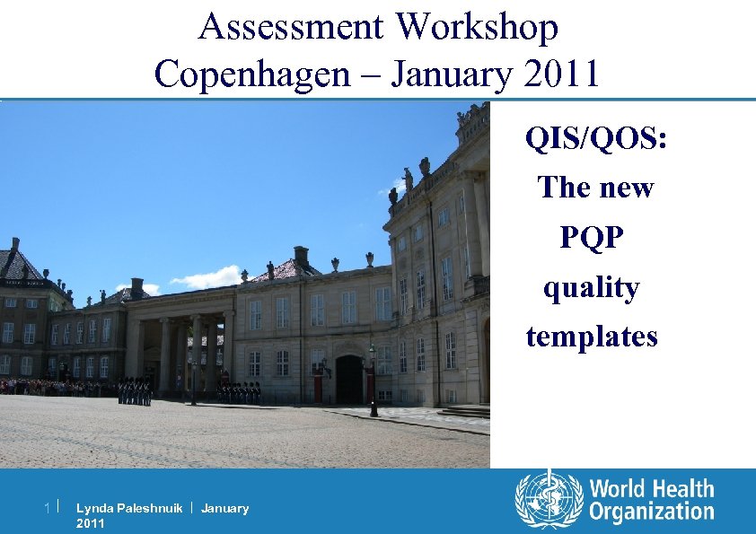 Assessment Workshop Copenhagen – January 2011 QIS/QOS: The new PQP quality templates 1| Lynda