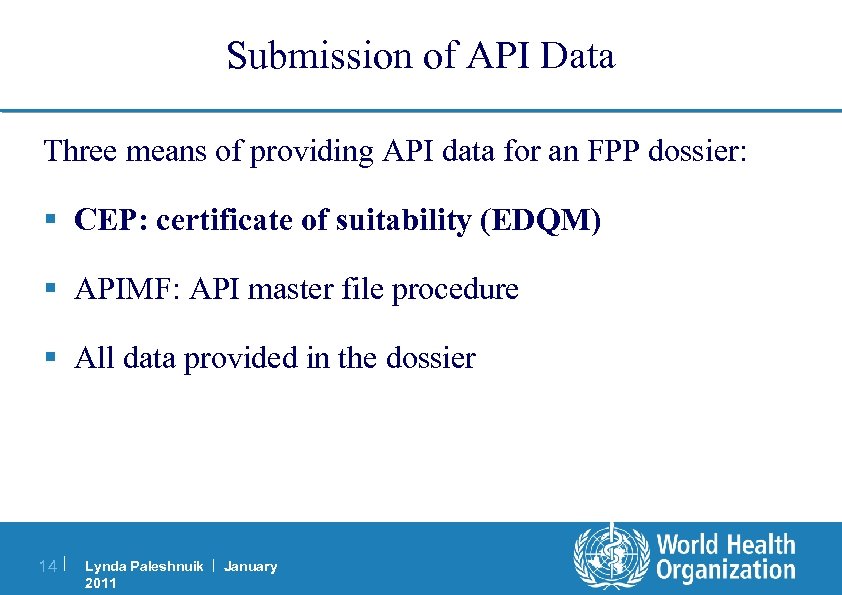 Submission of API Data Three means of providing API data for an FPP dossier: