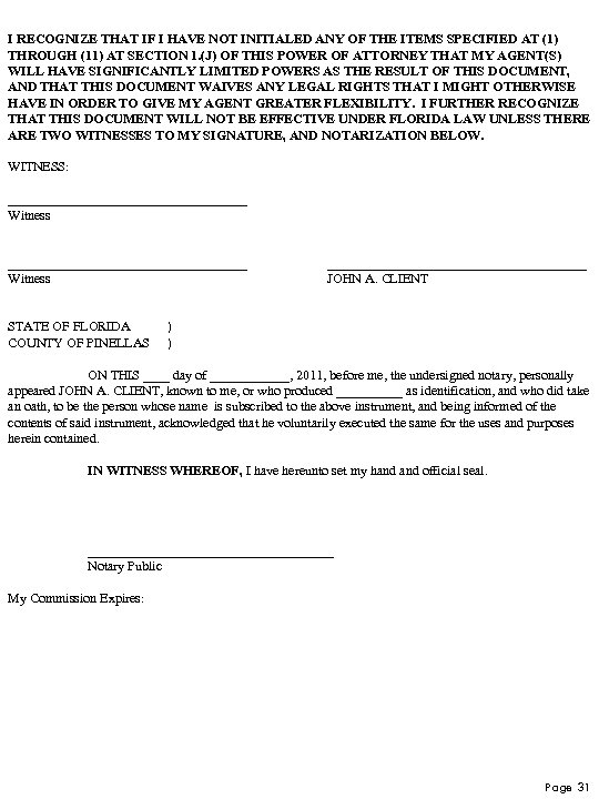 I RECOGNIZE THAT IF I HAVE NOT INITIALED ANY OF THE ITEMS SPECIFIED AT