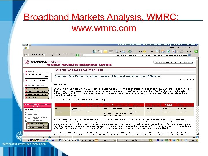 Broadband Markets Analysis, WMRC: www. wmrc. com 
