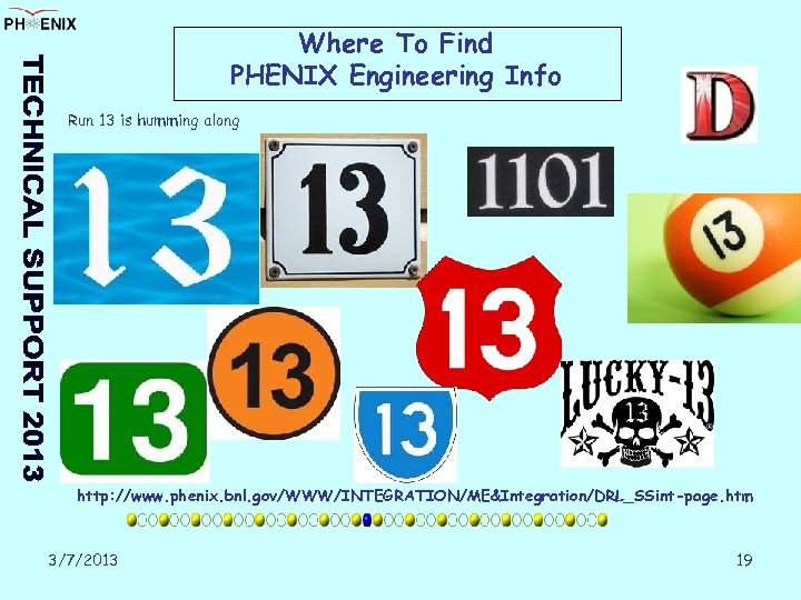 Where To Find PHENIX Engineering Info Run 13 is humming along http: //www. phenix.
