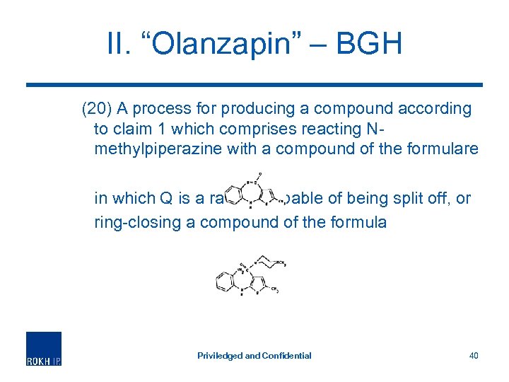 II. “Olanzapin” – BGH (20) A process for producing a compound according to claim