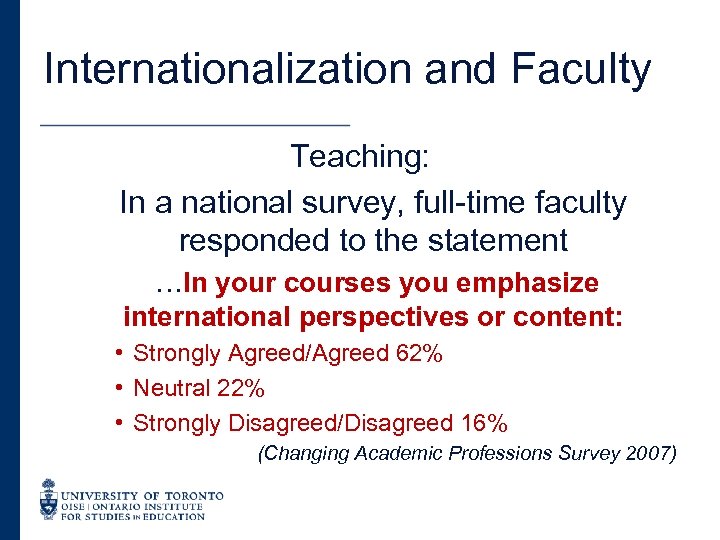 Internationalization and Faculty Teaching: In a national survey, full-time faculty responded to the statement