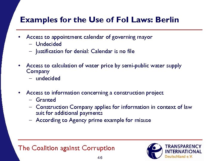 Examples for the Use of Fo. I Laws: Berlin • Access to appointment calendar