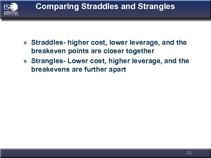 Comparing Straddles and Strangles » Straddles- higher cost, lower leverage, and the breakeven points