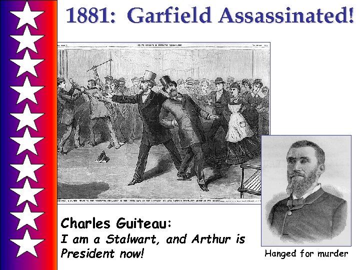 1881: Garfield Assassinated! Charles Guiteau: I am a Stalwart, and Arthur is President now!