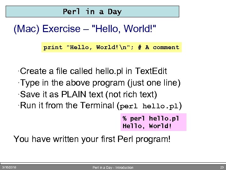Perl in a Day (Mac) Exercise – 