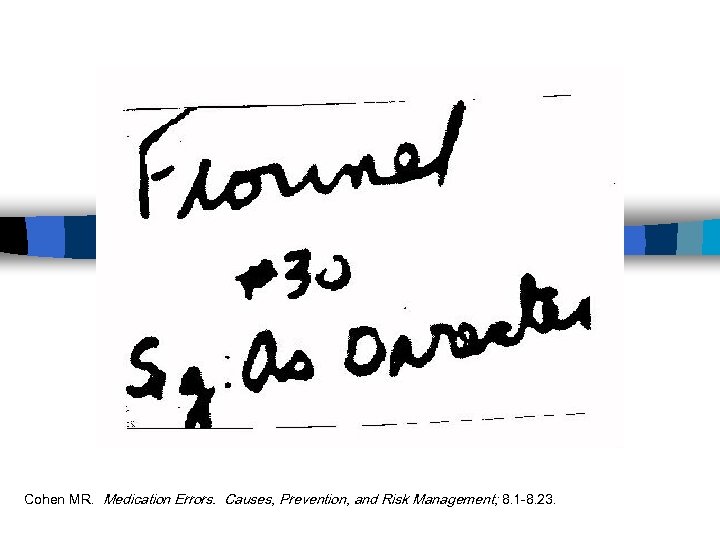 Cohen MR. Medication Errors. Causes, Prevention, and Risk Management; 8. 1 -8. 23. 
