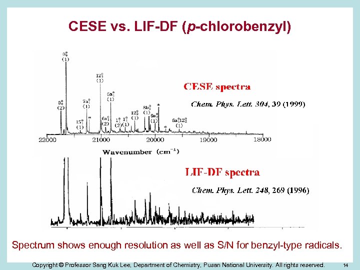 CESE vs. LIF-DF (p-chlorobenzyl) Spectrum shows enough resolution as well as S/N for benzyl-type