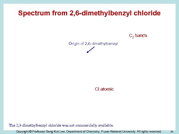 Spectrum from 2, 6 -dimethylbenzyl chloride C 2 bands Origin of 2, 6 -dimethylbenzyl