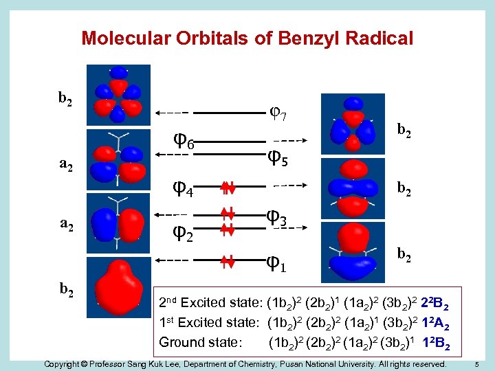 Molecular Orbitals of Benzyl Radical b 2 φ7 φ6 a 2 φ5 φ4 φ2