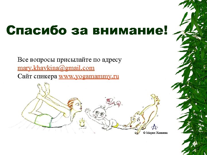Спасибо за внимание! Все вопросы присылайте по адресу mary. khavkina@gmail. com Сайт спикера www.