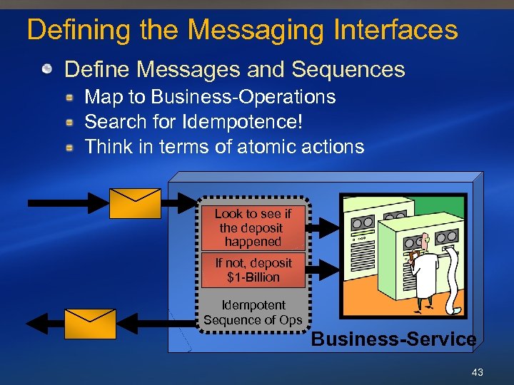Defining the Messaging Interfaces Define Messages and Sequences Map to Business-Operations Search for Idempotence!