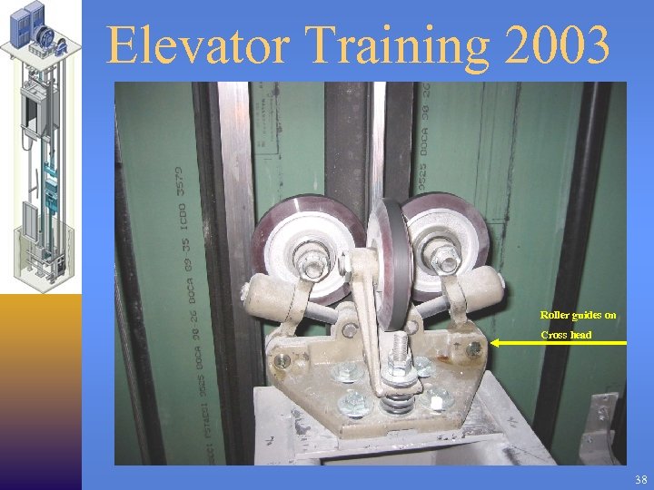 Elevator Training 2003 Roller guides on Cross head 38 