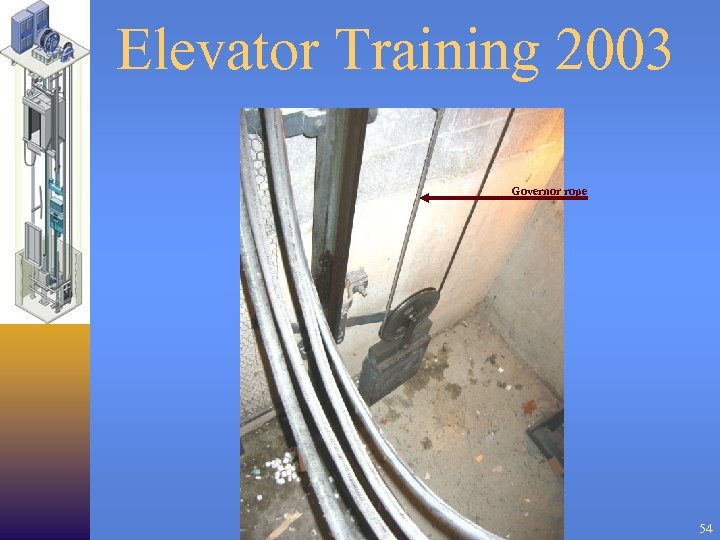 Elevator Training 2003 Governor rope 54 