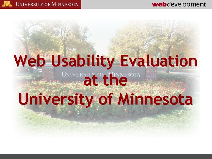 Web Usability Evaluation at the University of Minnesota 