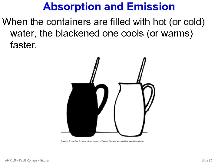 Absorption and Emission When the containers are filled with hot (or cold) water, the