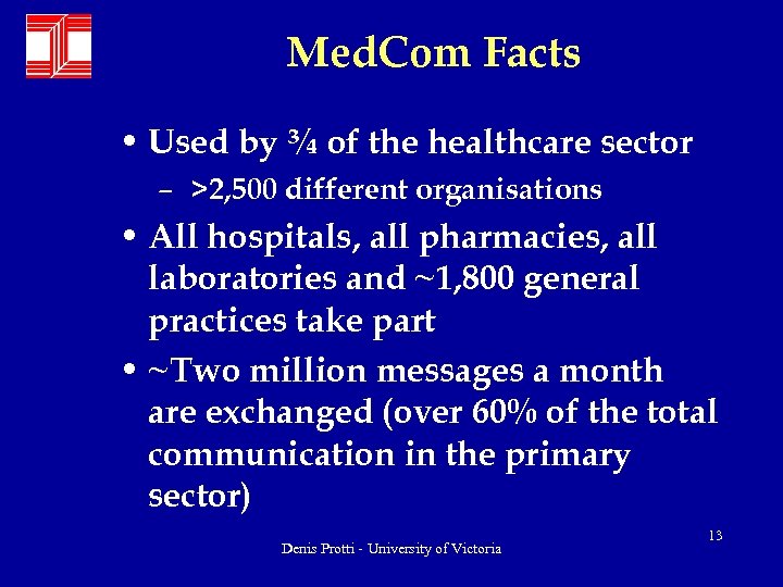 Med. Com Facts • Used by ¾ of the healthcare sector – >2, 500