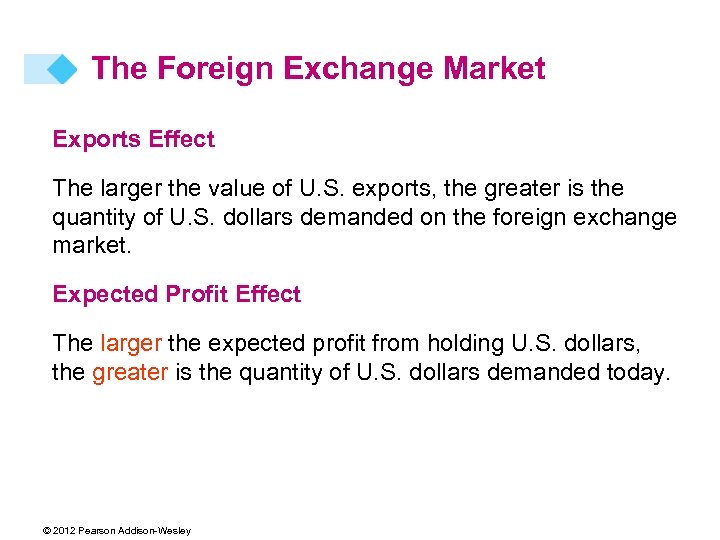 The Foreign Exchange Market Exports Effect The larger the value of U. S. exports,