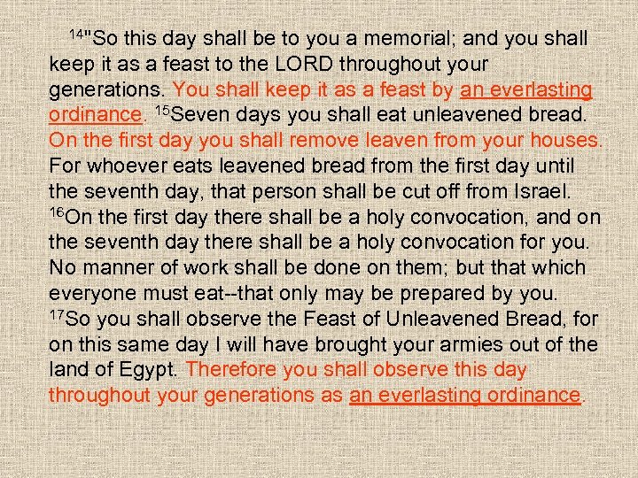  14"So this day shall be to you a memorial; and you shall keep