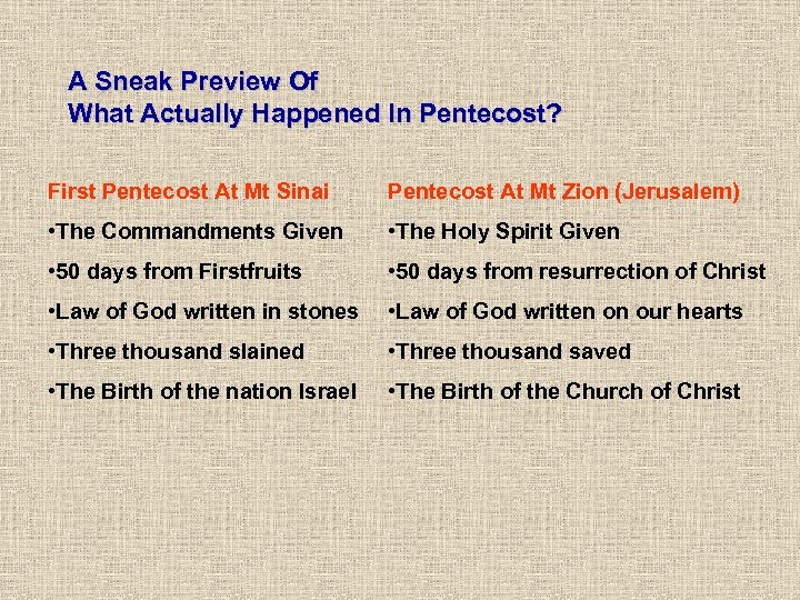 A Sneak Preview Of What Actually Happened In Pentecost? First Pentecost At Mt Sinai