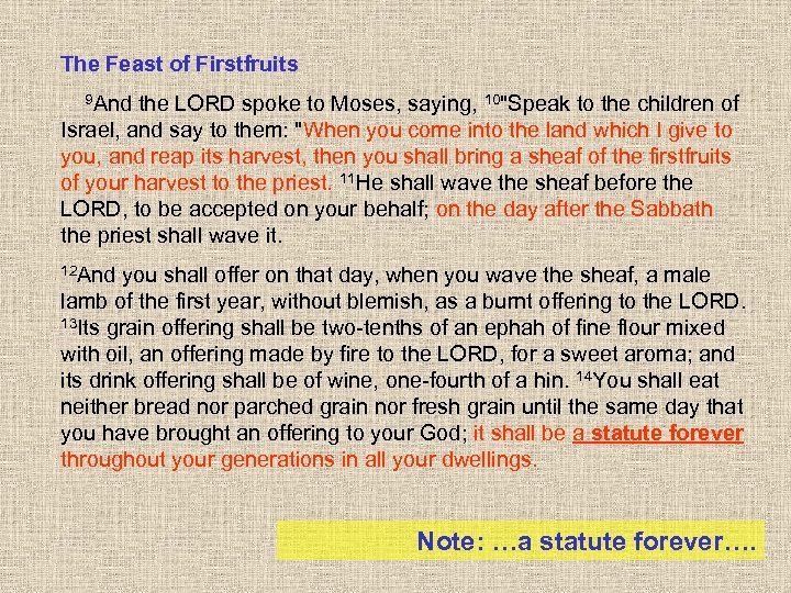 The Feast of Firstfruits 9 And the LORD spoke to Moses, saying, 10"Speak to