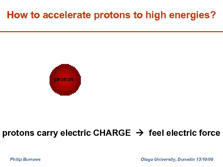 How to accelerate protons to high energies? protons carry electric CHARGE feel electric force