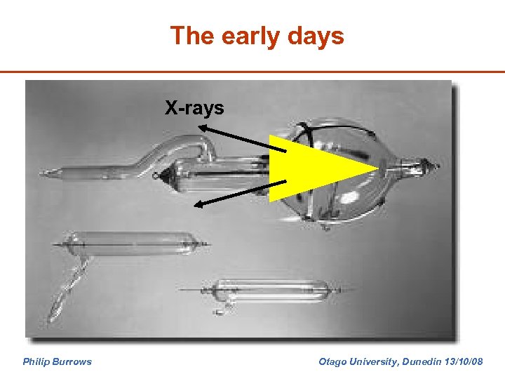 The early days X-rays Philip Burrows Otago University, Dunedin 13/10/08 