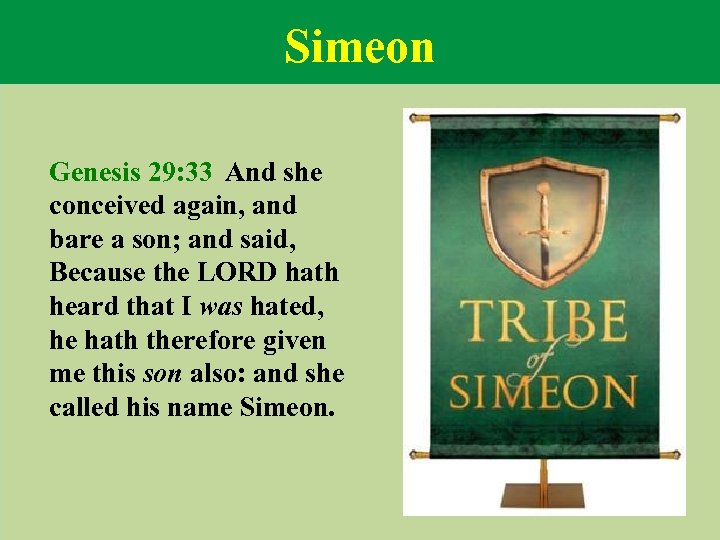 Simeon Genesis 29: 33 And she conceived again, and bare a son; and said,