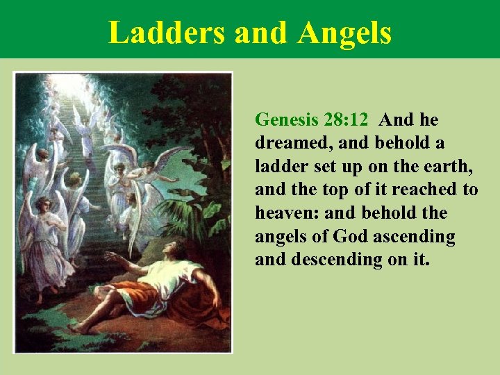 Ladders and Angels Genesis 28: 12 And he dreamed, and behold a ladder set
