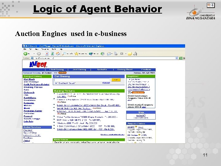 Logic of Agent Behavior Auction Engines used in e-business 11 
