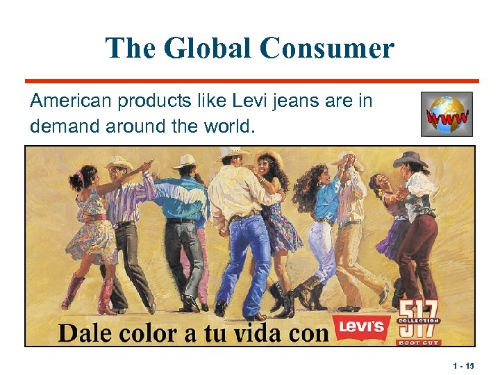 The Global Consumer American products like Levi jeans are in demand around the world.