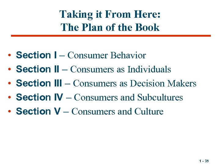 Taking it From Here: The Plan of the Book • • • Section I