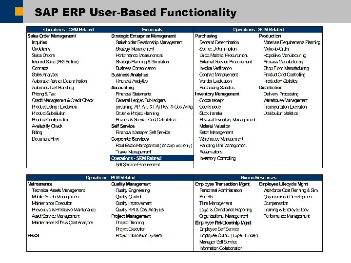 SAP ERP User-Based Functionality 