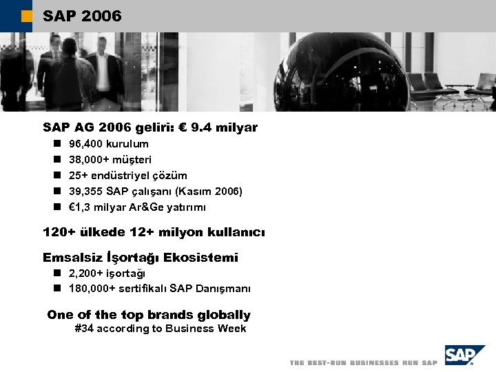 SAP 2006 SAP AG 2006 geliri: € 9. 4 milyar n n n 96,