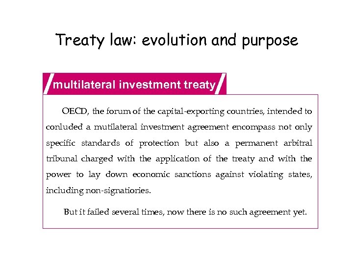 Treaty law: evolution and purpose multilateral investment treaty OECD, the forum of the capital-exporting