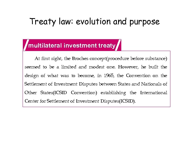 Treaty law: evolution and purpose multilateral investment treaty At first sight, the Broches concept(procedure