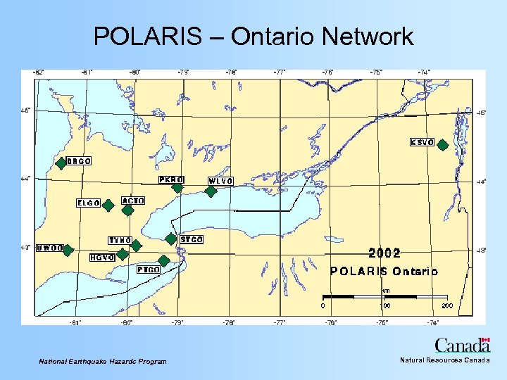 POLARIS – Ontario Network National Earthquake Hazards Program Natural Resources Canada 