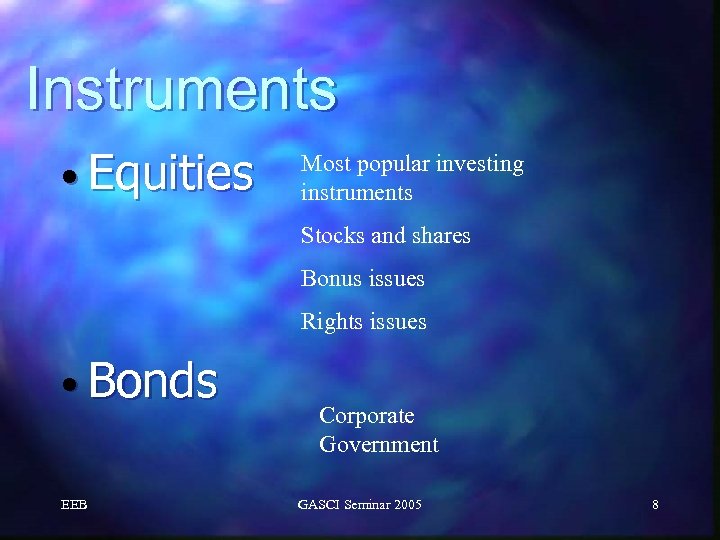 Instruments • Equities Most popular investing instruments Stocks and shares Bonus issues Rights issues