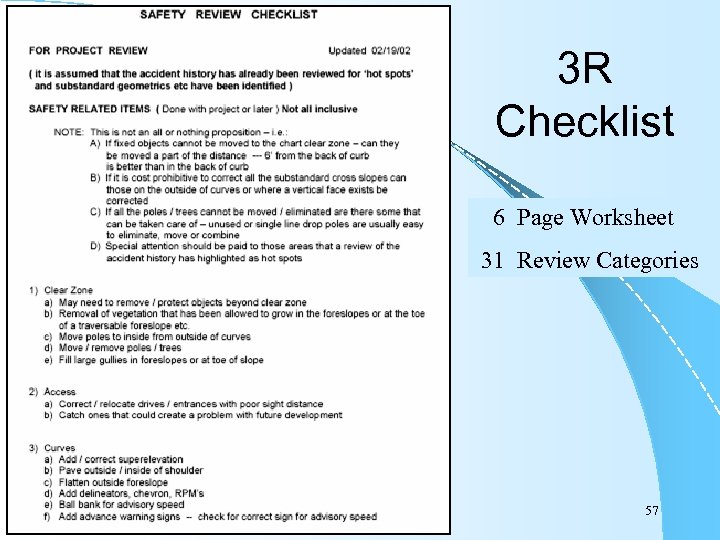 3 R Checklist 6 Page Worksheet 31 Review Categories 57 