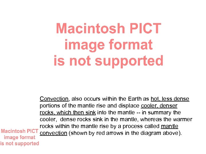 Convection, also occurs within the Earth as hot, less dense portions of the mantle