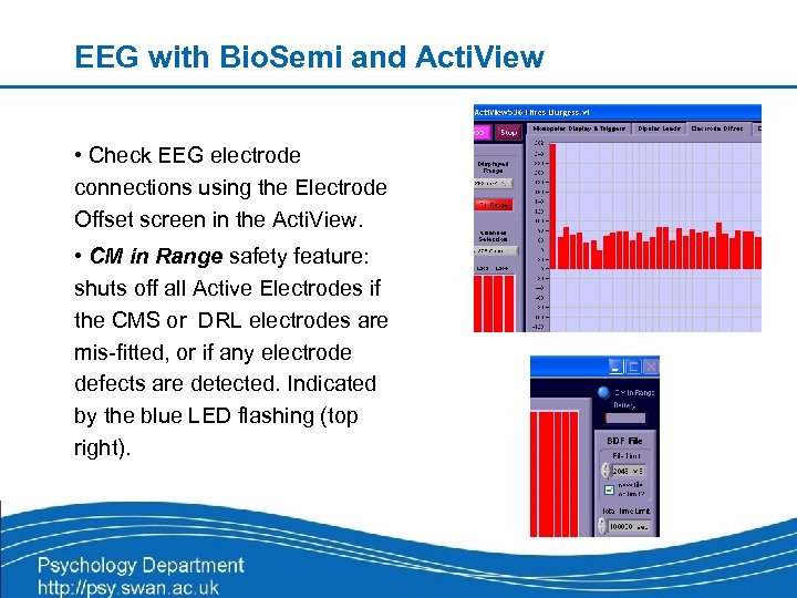 EEG with Bio. Semi and Acti. View • Check EEG electrode connections using the