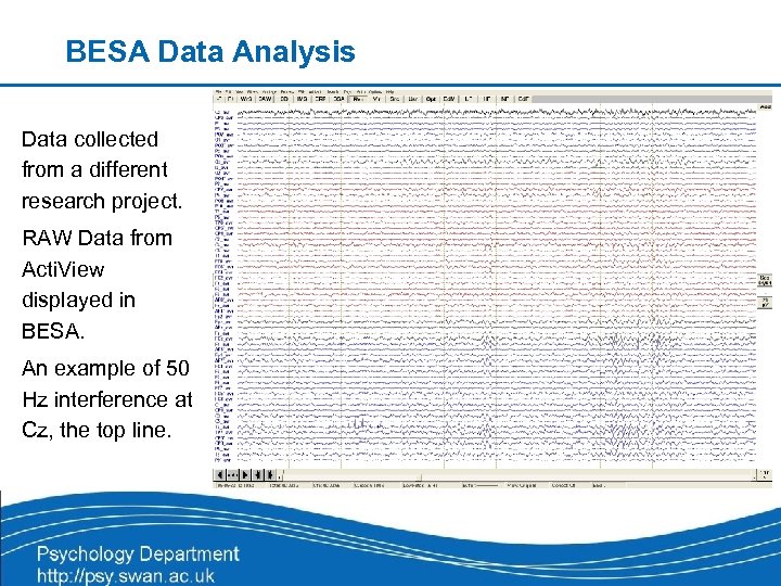 BESA Data Analysis Data collected from a different research project. RAW Data from Acti.