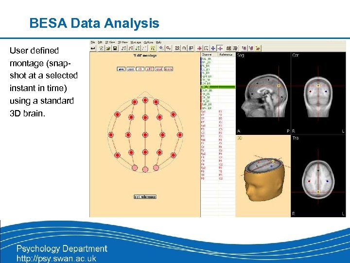 BESA Data Analysis User defined montage (snapshot at a selected instant in time) using