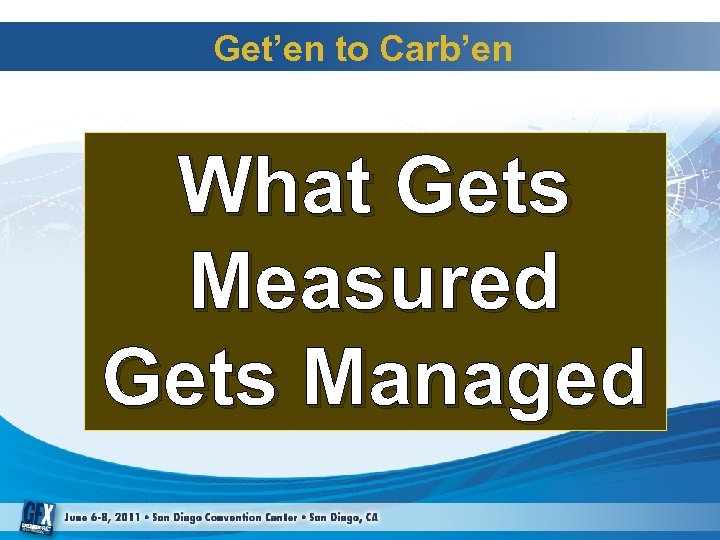 Get’en to Carb’en What Gets Measured Gets Managed 