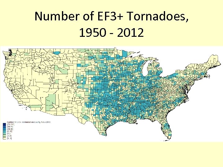 Number of EF 3+ Tornadoes, 1950 - 2012 