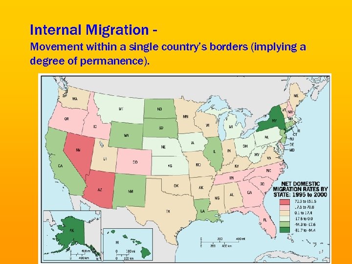 Internal Migration Movement within a single country’s borders (implying a degree of permanence). 